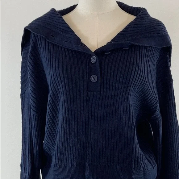 Marissa Webb x RTR Navy Button Up Sweater, M - Picture 3 of 8